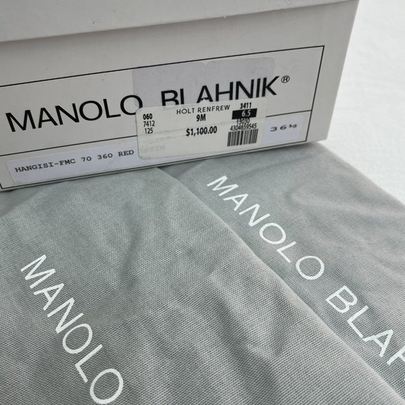 MANOLO BLAHNIK Red satin pumps sz 6.5 - Picture 7 of 7